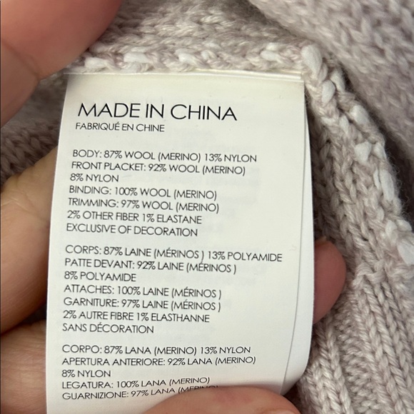 Club Monaco Beige and White Cardigan with Fringe - Picture 5 of 7